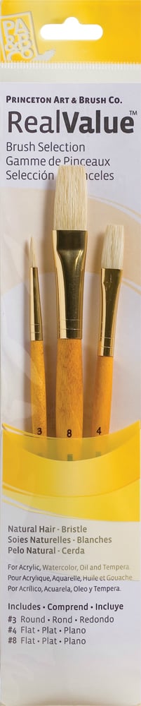 Princeton Real Value Natural - Bristle Short Handle Brush Set (Set of 3 Brushes) - 1