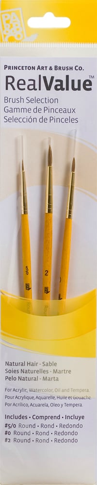 Princeton Real Value Natural - Sable Short Handle Brush Set (Set of 3 Brushes)