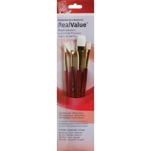 Princeton Real Value Synthetic - White Taklon Short Handle Brush Set (Set of 4 Brushes) - 2