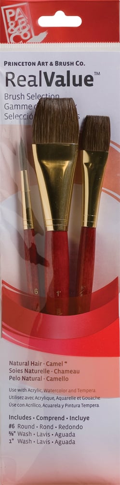 Princeton Real Value Natural - Camel Short Handle Brush Set (Set of 3 Brushes) - 3