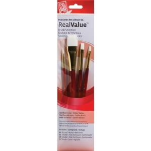 Princeton Real Value Synthetic - White Taklon Short Handle Brush Set (Set of 4 Brushes) - 3
