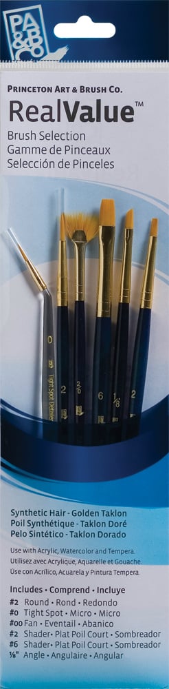 Princeton Real Value Synthetic - Golden Taklon Short Handle Brush Set (Set of 6 Brushes) - 2