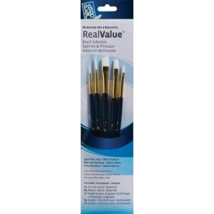 Princeton Real Value Synthetic - White Taklon Short Handle Brush Set (Set of 5 Brushes) - 1