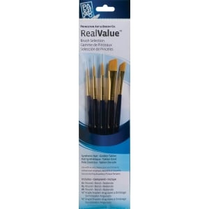 Princeton Real Value Synthetic - Golden Taklon Short Handle Brush Set (Set of 5 Brushes) - 1