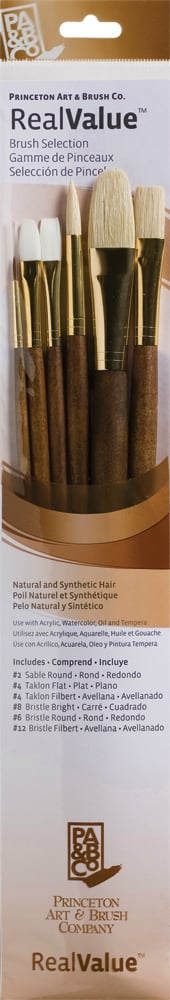 Princeton Real Value Natural - Sable Long Handle Brush Set (Set of 6 Brushes)