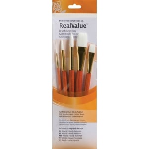 Princeton Real Value Synthetic - White Taklon Short Handle Brush Set (Set of 5 Brushes) - 4