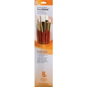 Princeton Real Value Synthetic - White Taklon Long Handle Brush Set (Set of 5 Brushes)