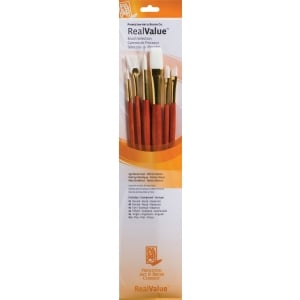 Princeton Real Value Synthetic - White Taklon Long Handle Brush Set (Set of 6 Brushes)