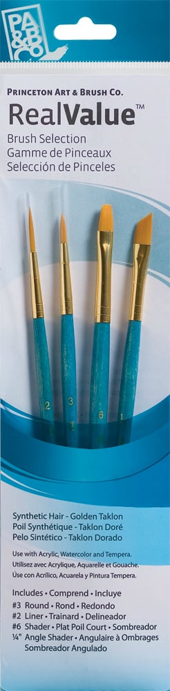 Princeton Real Value Synthetic - Golden Taklon Short Handle Brush Set (Set of 4 Brushes) - 7