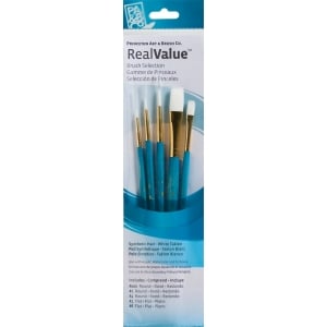 Princeton Real Value Synthetic - White Taklon Short Handle Brush Set (Set of 5 Brushes) - 5