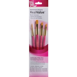 Princeton Real Value Synthetic - Golden Taklon Short Handle Brush Set (Set of 4 Brushes) - 8