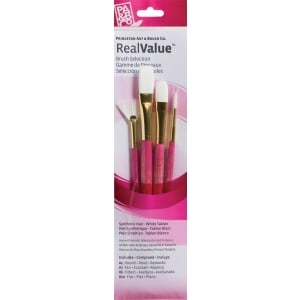 Princeton Real Value Synthetic - White Taklon Short Handle Brush Set (Set of 4 Brushes) - 4