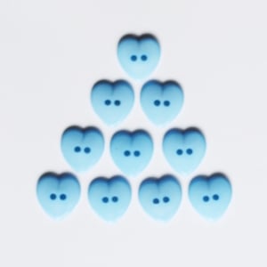 Large Plastic Heart shaped Buttons - Light Blue