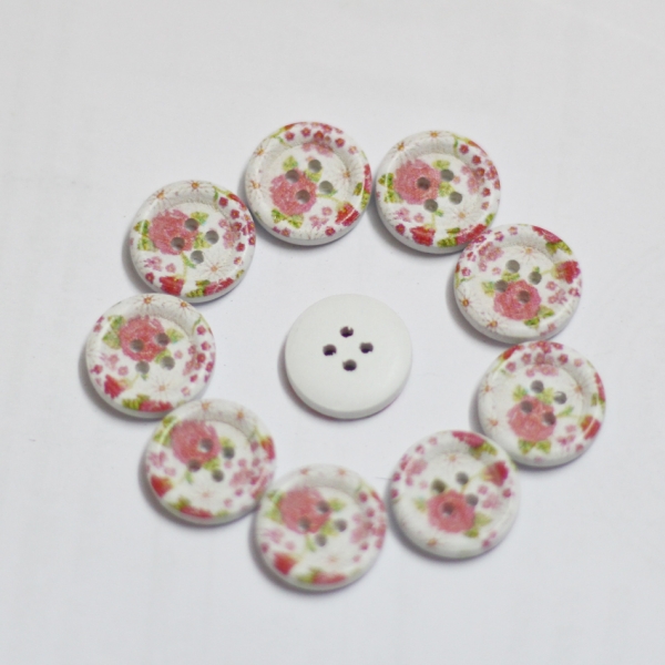 Wooden Circle Shape Button Pattern 5 - Small