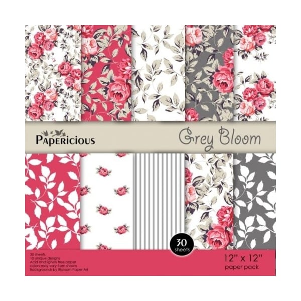 Papericious (Premium Collection) - Grey Bloom (12 by 12 paper)
