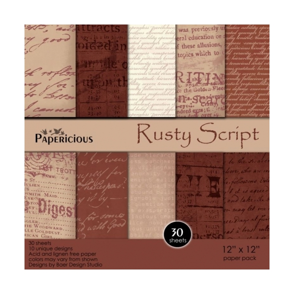 Papericious - Rusty Script (12 by 12 paper)