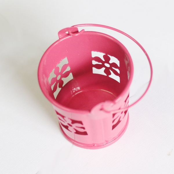 Mini Carved Bucket (2 by 1.6 inch) - Dark Pink