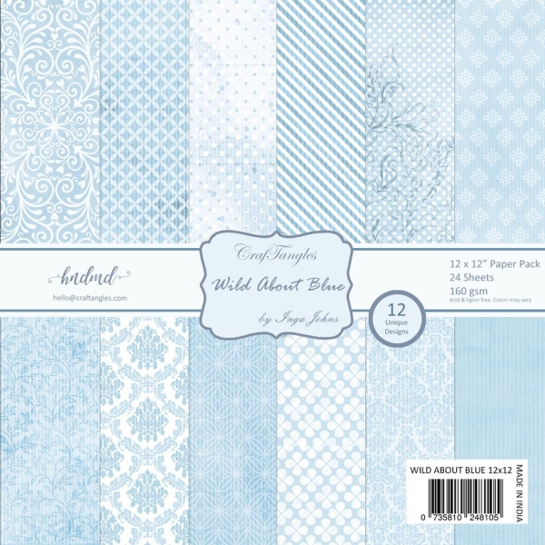 CrafTangles Scrapbook Paper Pack - Wild About Blue (12"x12")