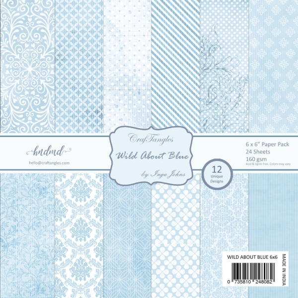 CrafTangles Scrapbook Paper Pack - Wild About Blue (6"x6")