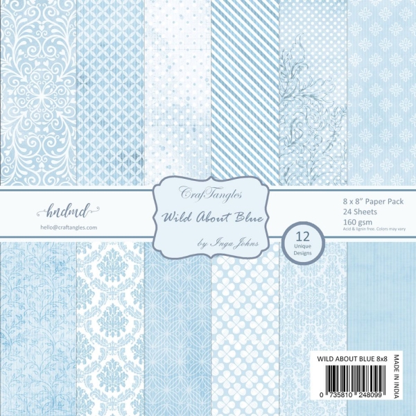 CrafTangles Scrapbook Paper Pack - Wild About Blue (8"x8")