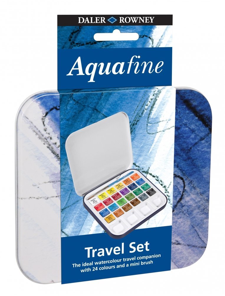 Daler Rowney Aquafine Watercolour Travel Set - 24 Colors
