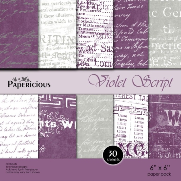 Papericious - Violet Script (6 by 6 patterned paper)