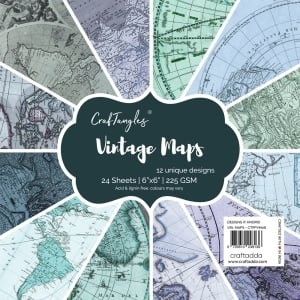 CrafTangles Scrapbook Paper Pack - Vintage Maps (6"x6")