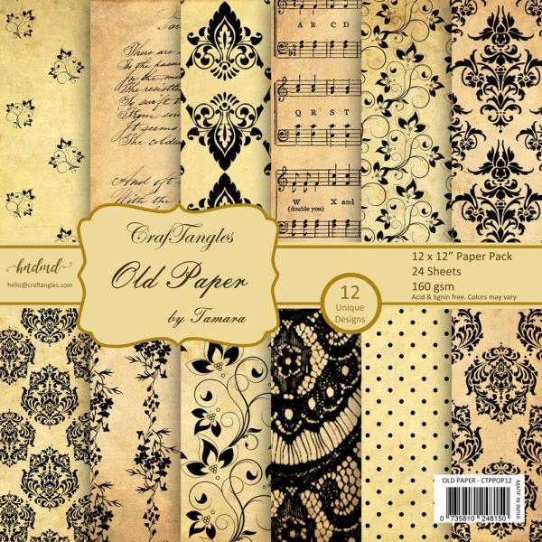 CrafTangles Scrapbook Paper Pack - Old Paper (12"x12")
