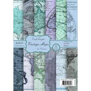 CrafTangles Scrapbook Paper Pack - Vintage Maps (A4)