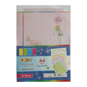 Lotus Designer Colour Sheets - A4 (One Side Multi Design D9) - 20 Sheets