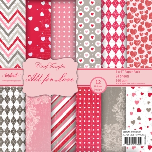 CrafTangles Scrapbook Paper Pack - All For Love (6"x6")