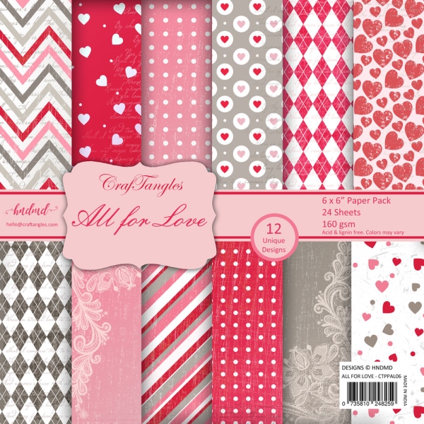 CrafTangles Scrapbook Paper Pack - All For Love (6"x6")