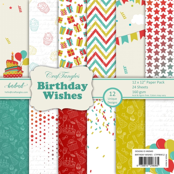 CrafTangles Scrapbook Paper Pack - Birthday Wishes (12"x12")