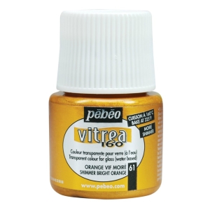 Pebeo Vitrea 160 Shimmer Glass Paint 45ml Bottle - Bright Orange