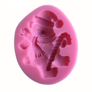 Snowman with candycane Silicone Clay Mould