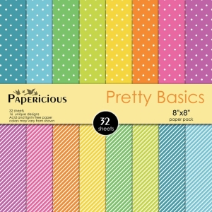 Papericious Designer Collection - Pretty Basics (8 by 8 patterned paper)
