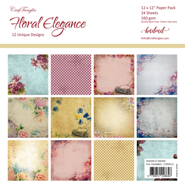 CrafTangles Scrapbook Paper Pack - Floral Elegance (12"x12")