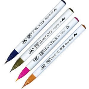 Kuretake Zig Clean color real brush pen marker - Set of 4 (4VD) rb 6000at 4vd zig clean color real brush marker Kuretake Zig Clean color real brush pen marker - Set of 4 (4VD)