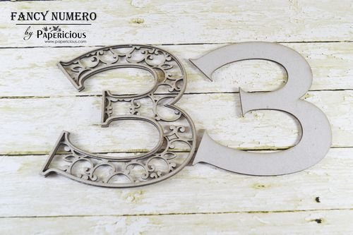 Papericious Layered Chipboard Numbers - 3