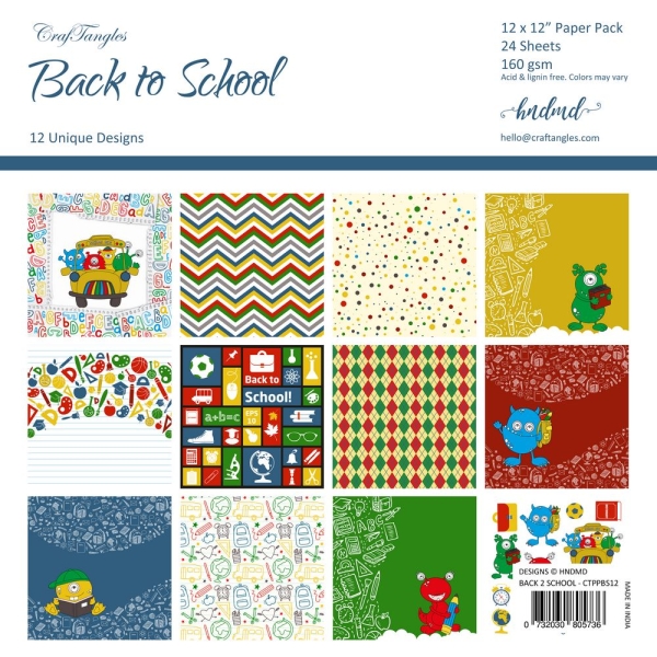 CrafTangles Scrapbook Paper Pack - Back to School (12"x12")