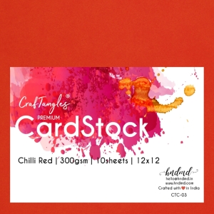 CrafTangles Premium cardstock 12" by 12" (300 gsm) (Set of 10 sheets) - Chilli Red