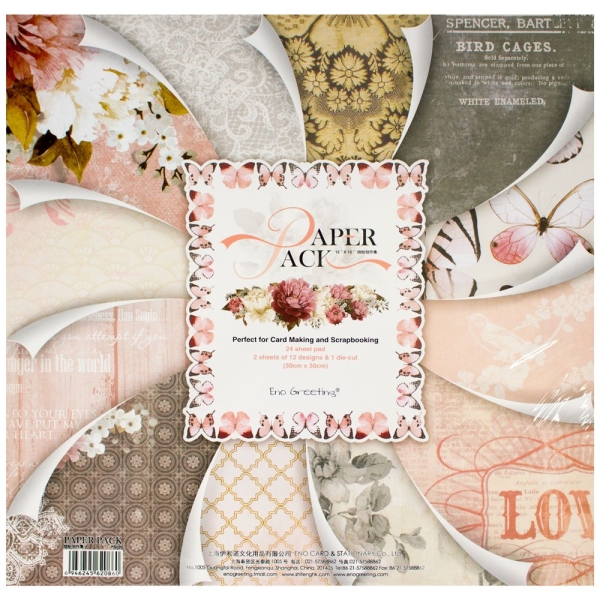 EnoGreeting Scrapbook paper pack - Love (PS020) (Set of 24 sheets and 1 die cut sheets)