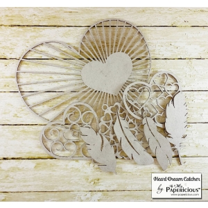 Papericious Collage Chipboard Elements - Heart Dream Catcher Kit
