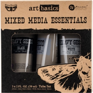 Prima Finnabair Art Basics Mixed Media Essentials - Clear, White and Black Gesso