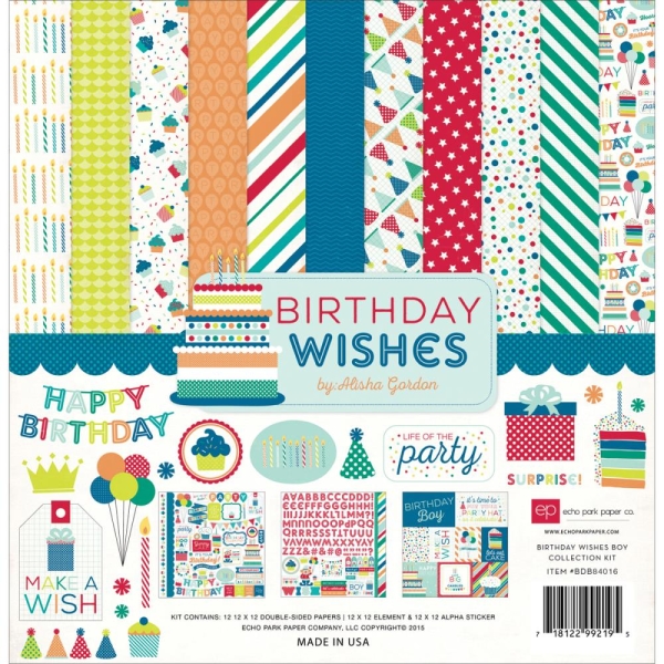 EchoPark paper pad - Birthday Wishes - Boy (12 by 12 inch)
