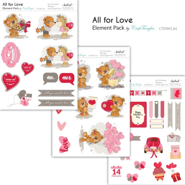 CrafTangles Elements Pack - All for Love (3 sheets of A4)
