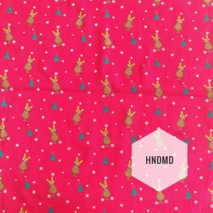 Printed Fabric - Christmas reindeer with red background