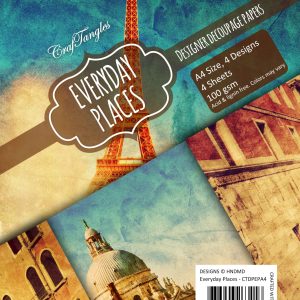 CrafTangles Decoupage Paper Pack - Everyday Places (A4) - 4 sheets