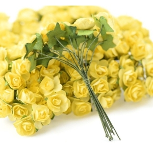 Mulberry Paper Roses - Yellow (Pack of 24 roses)