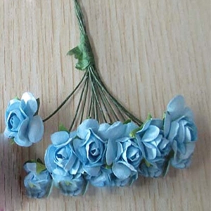 Mulberry Paper Roses - Bright Blue (Pack of 24 roses)